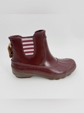 Sperry Rubber Boots Women’s 7.5 M Oxblood Syren Cove Chelsea Pull On Waterproof